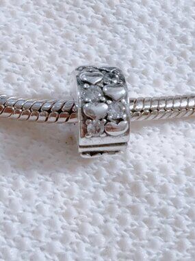 Infinity Heart Sparkling Clip Charm S925 Silver Charm For Pandora Bracelet
